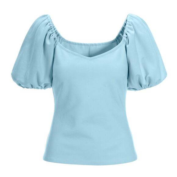 Boston Proper Tops - Boston Proper Off-the-Shoulder Puff Sleeve Top Baby Blue Size L Feminine